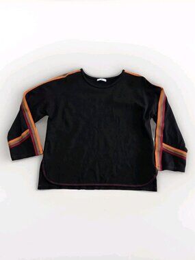 SFIZIO 3/4 Sleeve Top Womens US 2 Black Multi Stripe Accent Boho Whimsigoth Chic